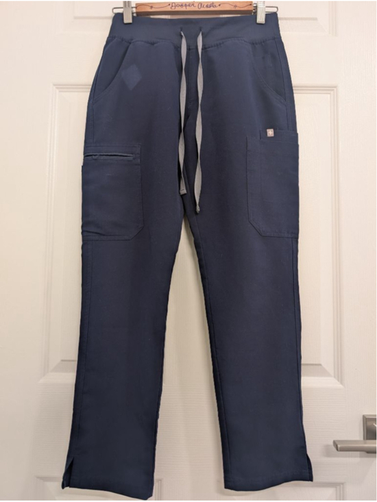 FIGS Pants - Women's FIGS Navy Blue Straight Leg Scrub Zamora Joggers Pants XSP grey string